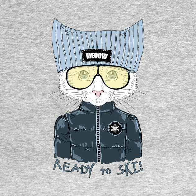 Kitty in Fashion Clothes Ready to Ski by RW